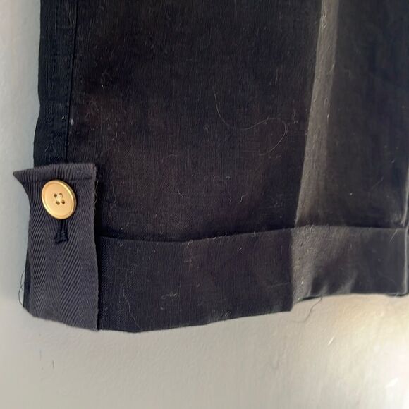 100% Linen black cropped pants Jones New York - Capri Pants Size 14 - Picture 3 of 8
